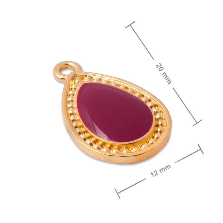Manumi pendant red drop in decorative frame 20x12mm gold-plated