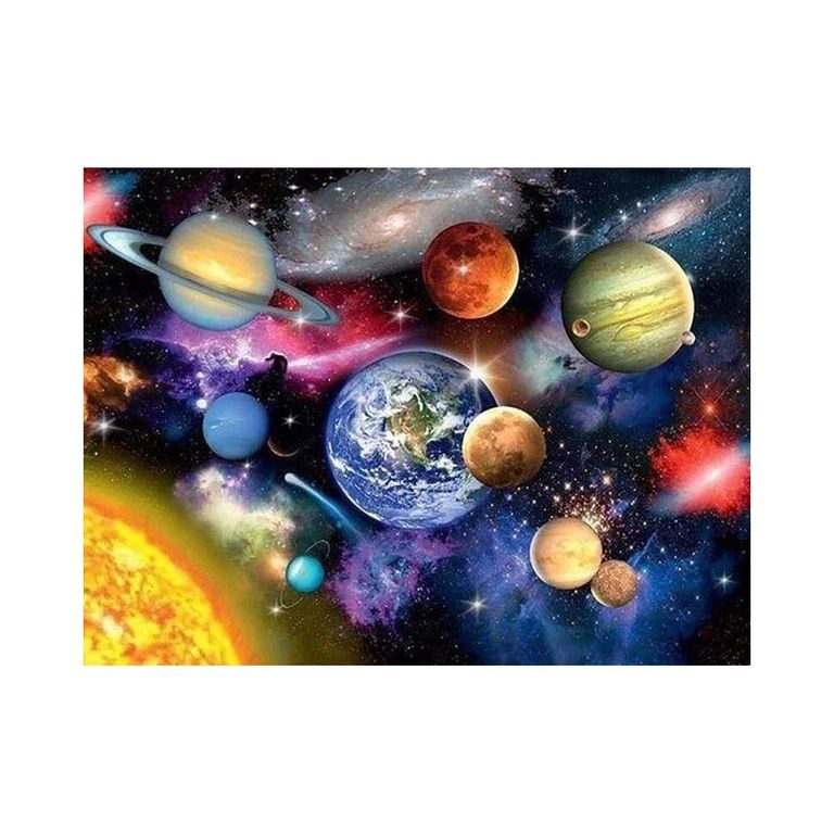 Diamond painting planets in space