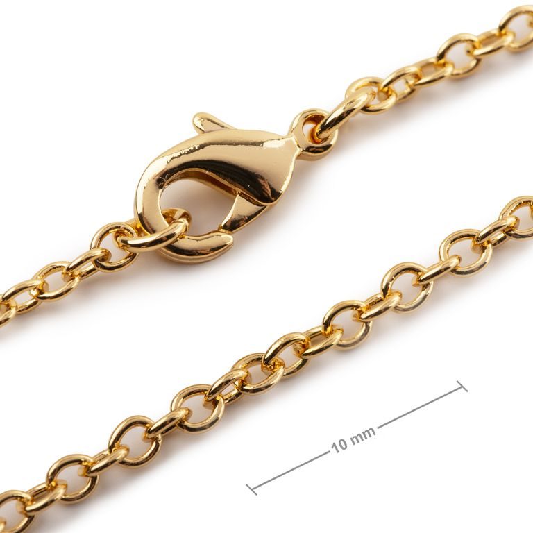 Jewellery chain with 2.5mm link with a clasp in the colour of gold 50cm