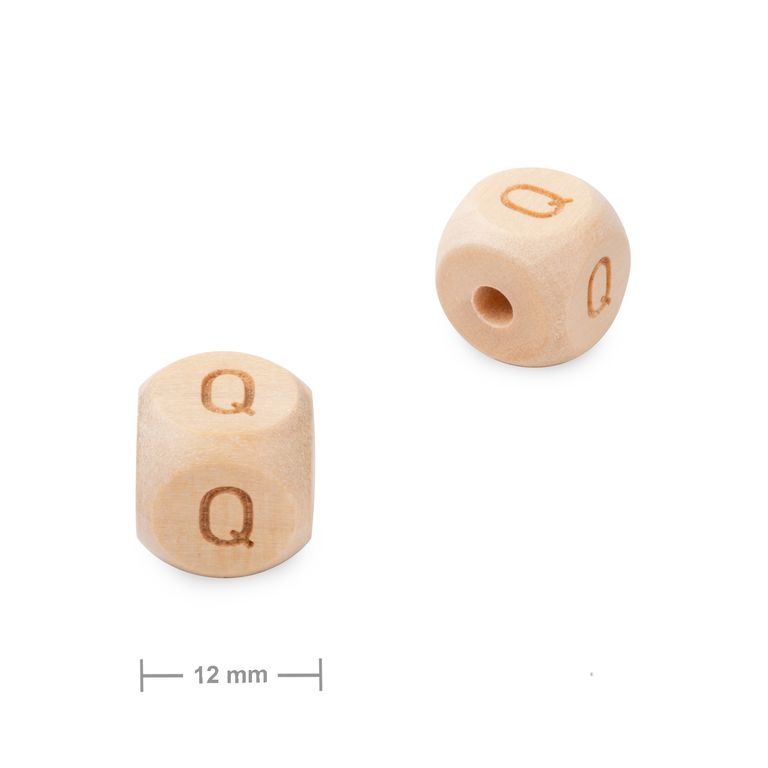 Wooden cube bead 12mm with letter Q