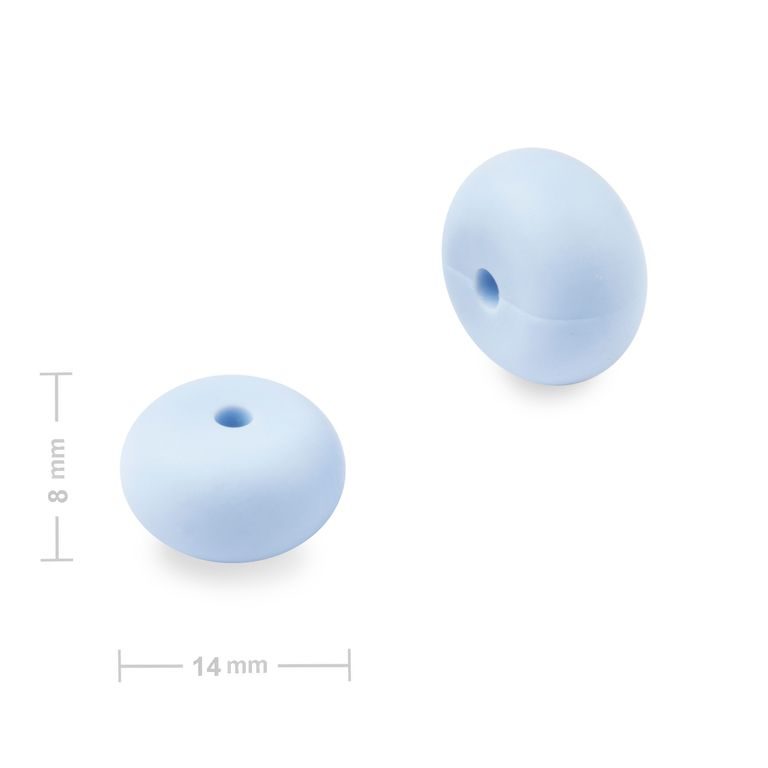Silikonové korálky rondelky 14x8mm Pastel Blue