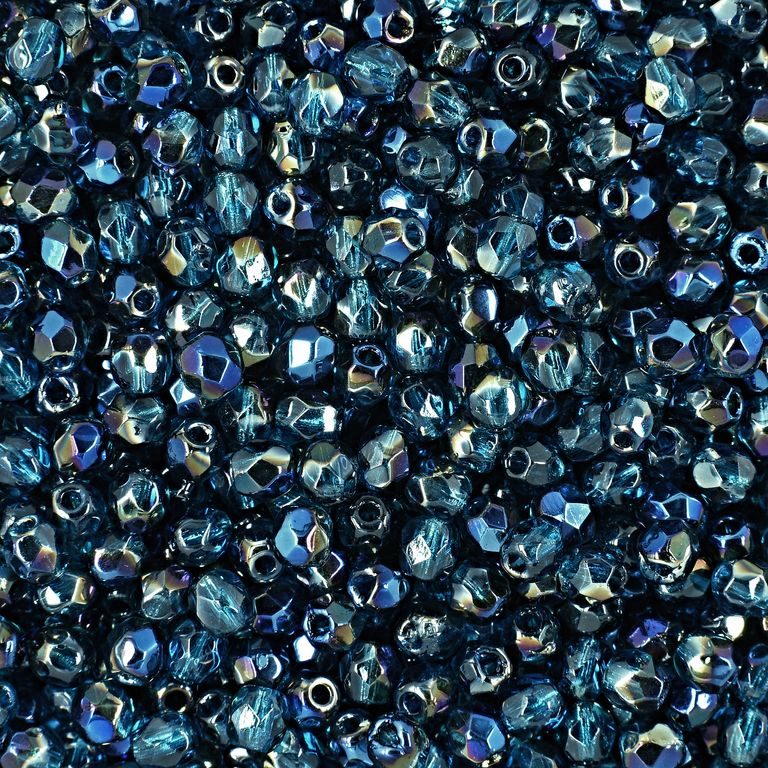 Brúsené koráliky 3mm Blue Iris Capri Blue