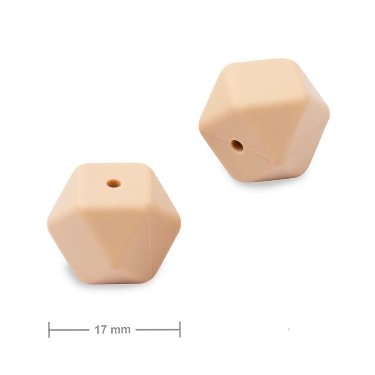 Silicone beads hexagon 17mm Toasted Oatmeal