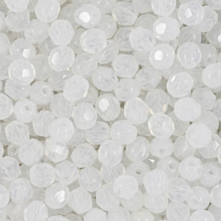 Glass fire polished beads 4mm Milky White