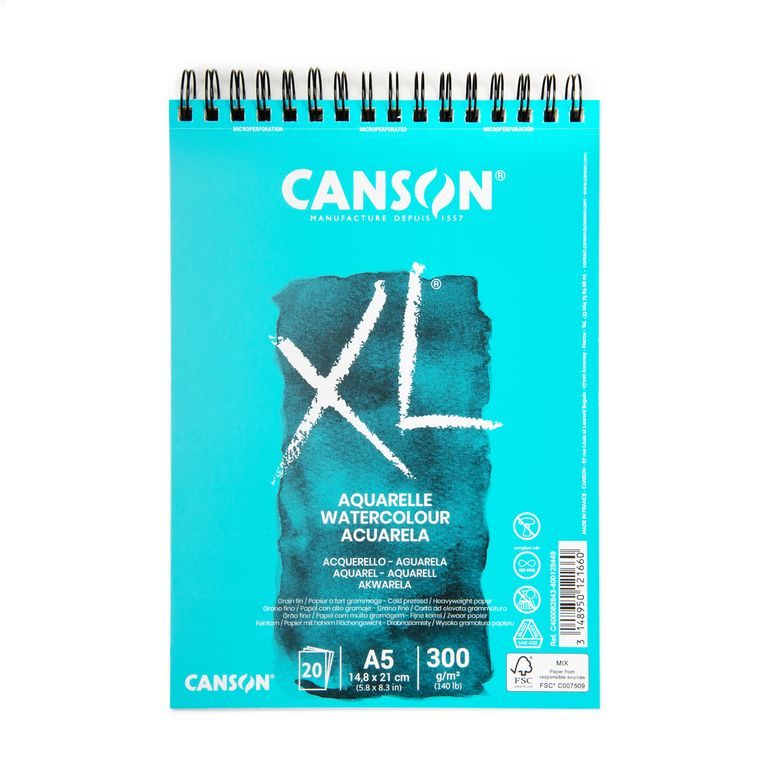 Canson skicár XL Aquarelle 30 listov A5 300g/m² krúžková väzba