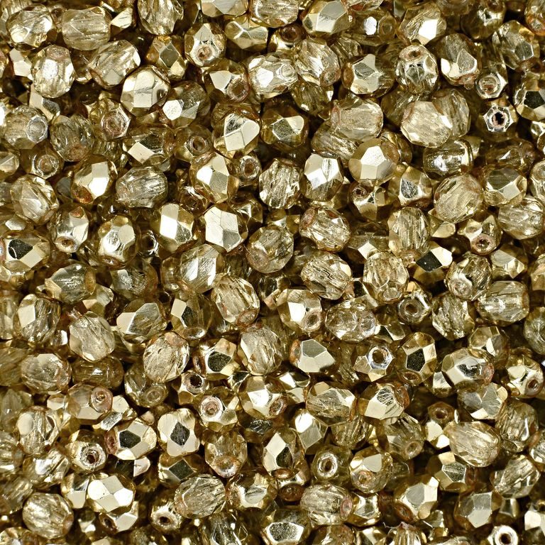 Manumi české broušené korálky 3mm Coated Crystal Gold Topaz
