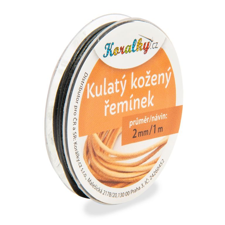 Okrúhly kožený remienok 2mm/1m čierný č.45