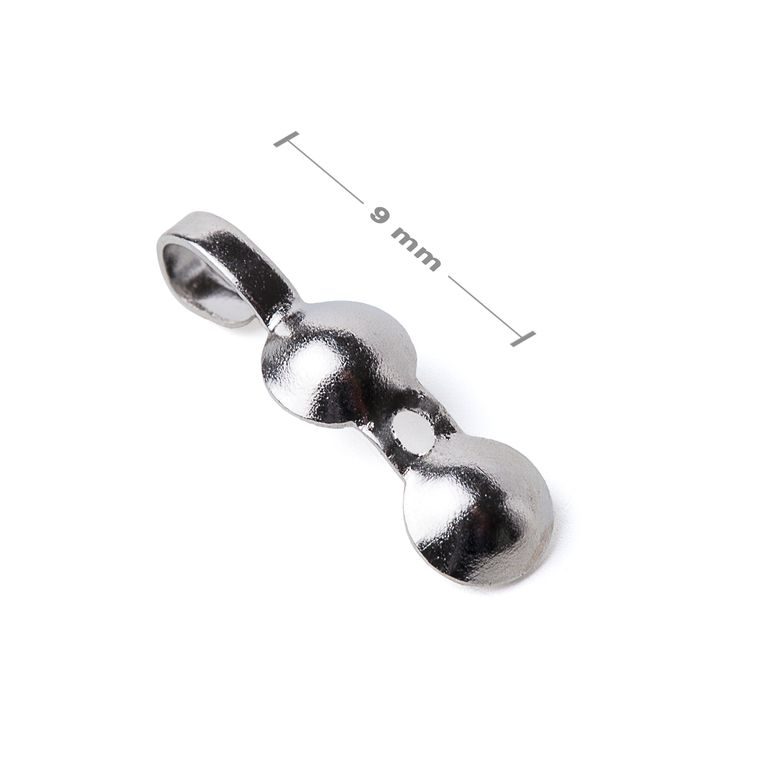 Jewellery bead tip with one loop 9mm in the colour of platinum
