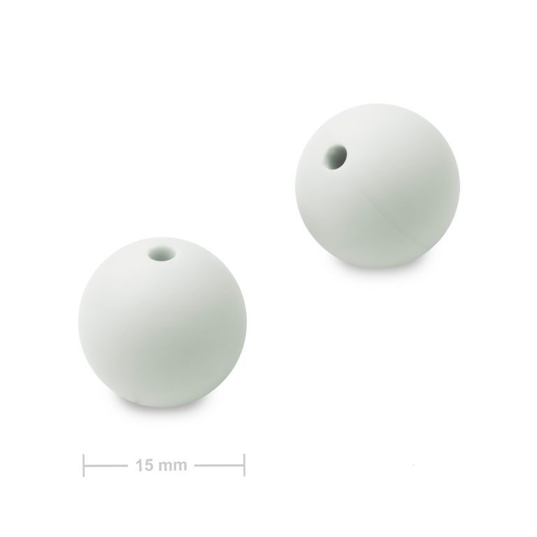 Silicone round beads 15mm Snowfall grey