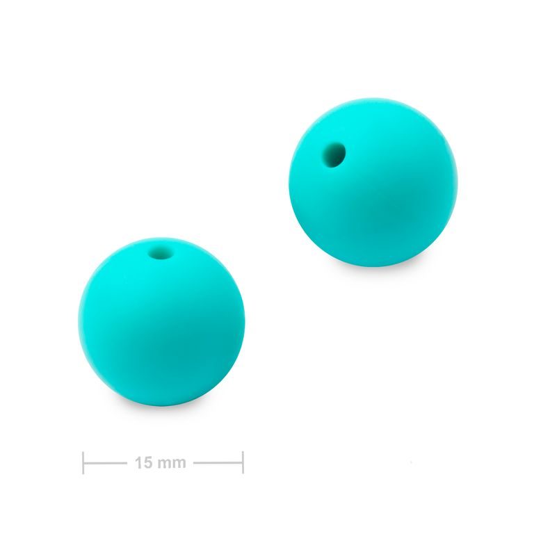 Silikonové kulaté korálky 15mm Turquoise