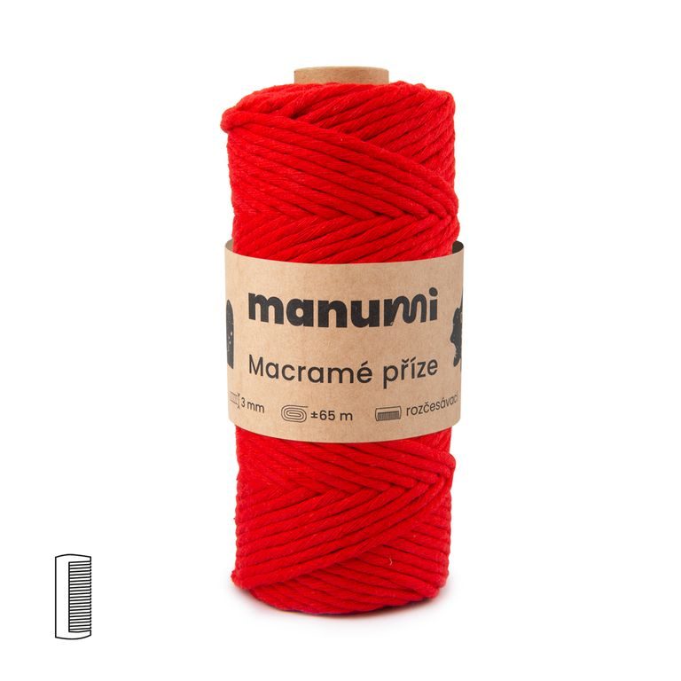 Manumi Macramé příze stáčená 3mm červená