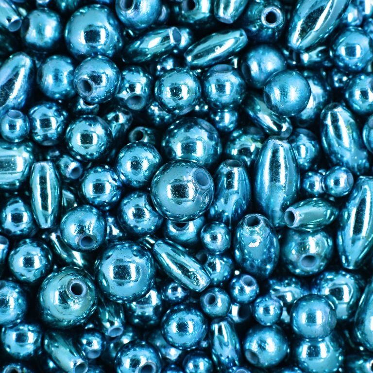 Metalické plastové korálky tyrkysové