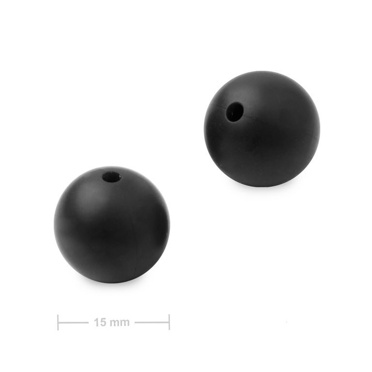Silicone round beads 15mm Black