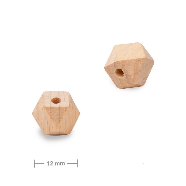 Drevené koráliky hexagón 12mm
