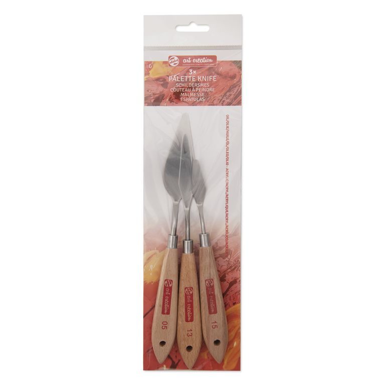Art Creation palette knives with flexible steel blades 3pcs