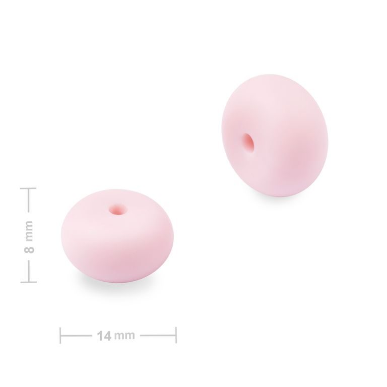 Silikonové korálky rondelky 14x8mm Baby Pink