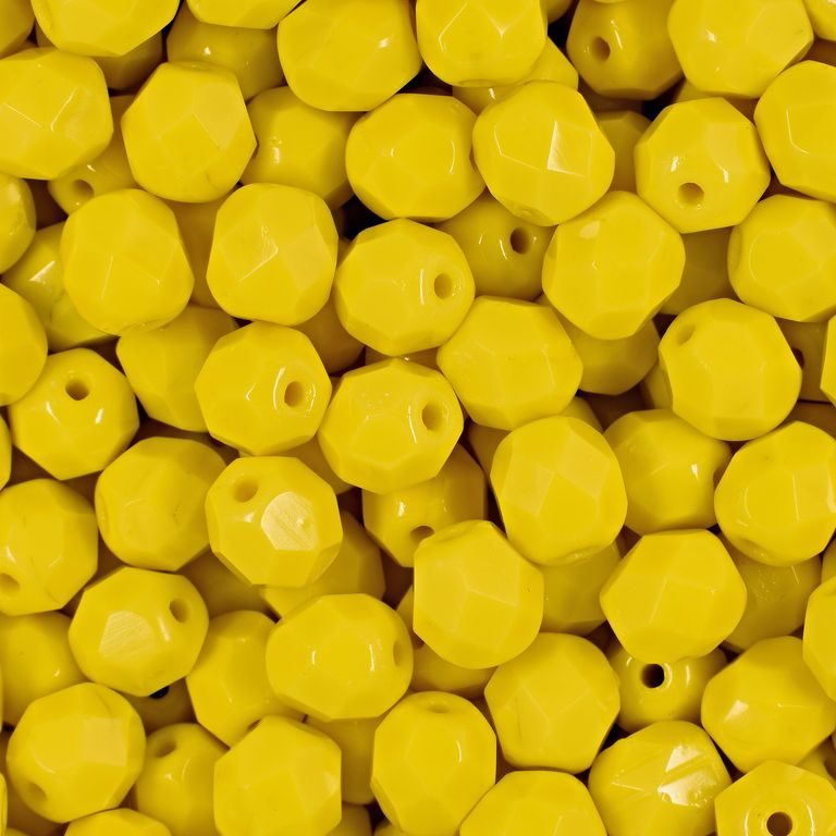 Glass fire polished beads 6mm Opaque Yellow
