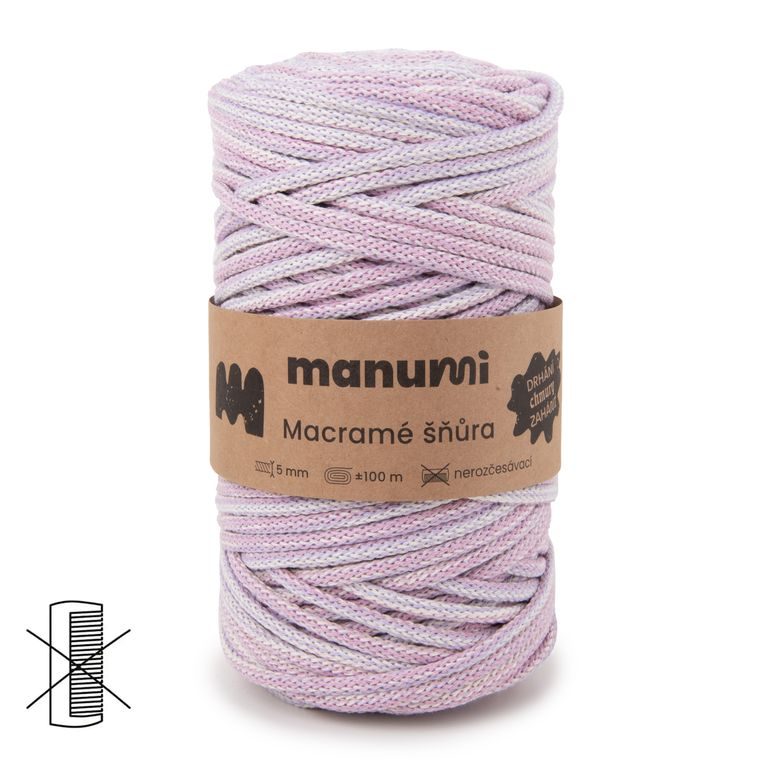 Manumi macramé šnúra 5mm svetlá ružovofialová
