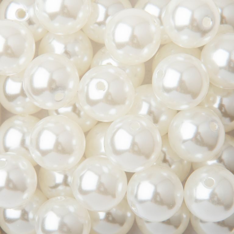 Plastové korálky imitace perel 14mm