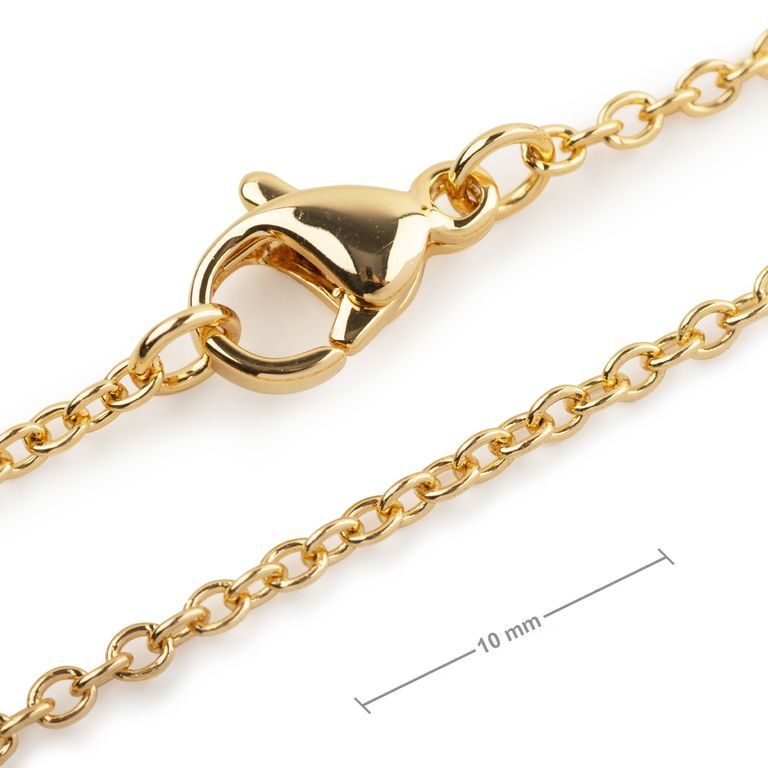 Stainless steel jewellery chain with 2mm link with a clasp in the colour of gold 45cm