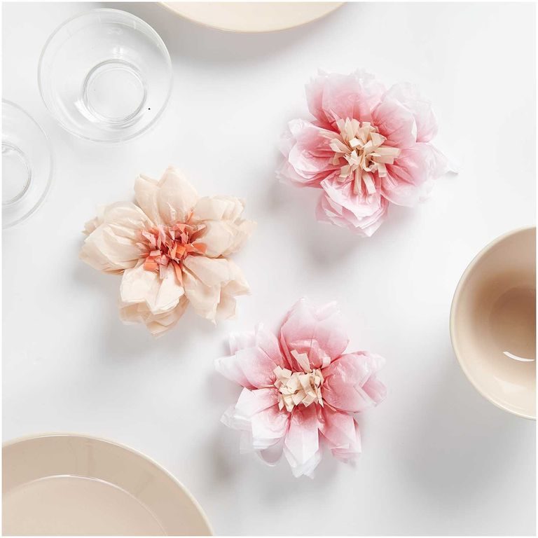 Sada na výrobu kvetín z hodvábneho papiera – čerešňové kvety priemer 11 cm