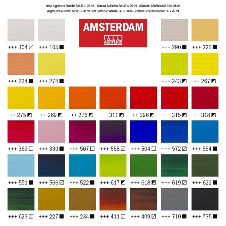 Amsterdam set of acrylic paints 36 x 20 ml
