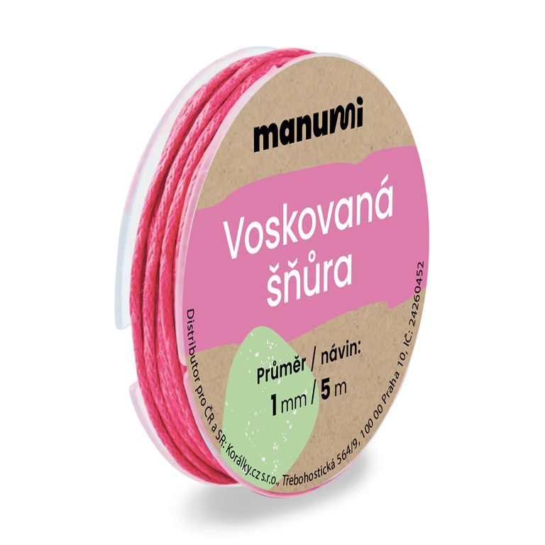 Voskovaná šnúra 1mm/5m ružová