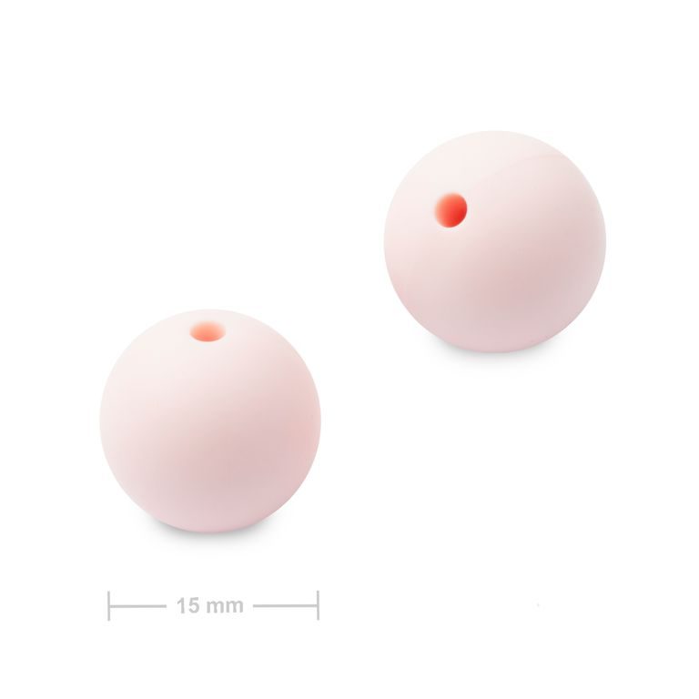 Silikonové kulaté korálky 15mm Petal Pink