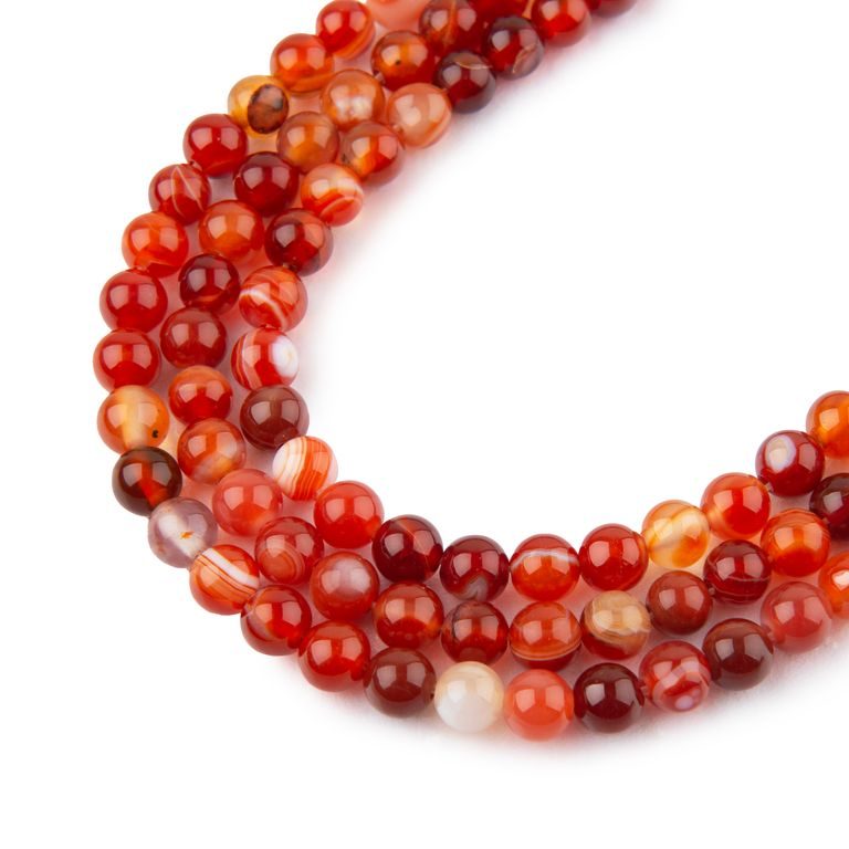 Red Banded Agate beads 4mm