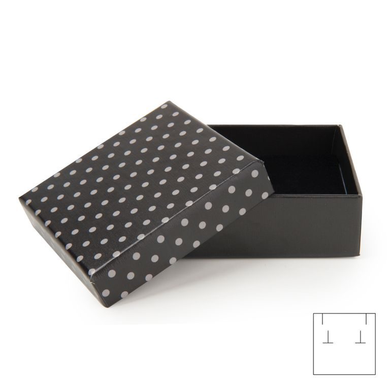 Dárková krabička na šperk černá s puntíky 66x66x25