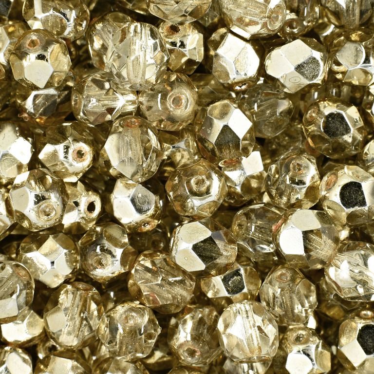 Manumi české broušené korálky 6mm Coated Crystal Gold Topaz