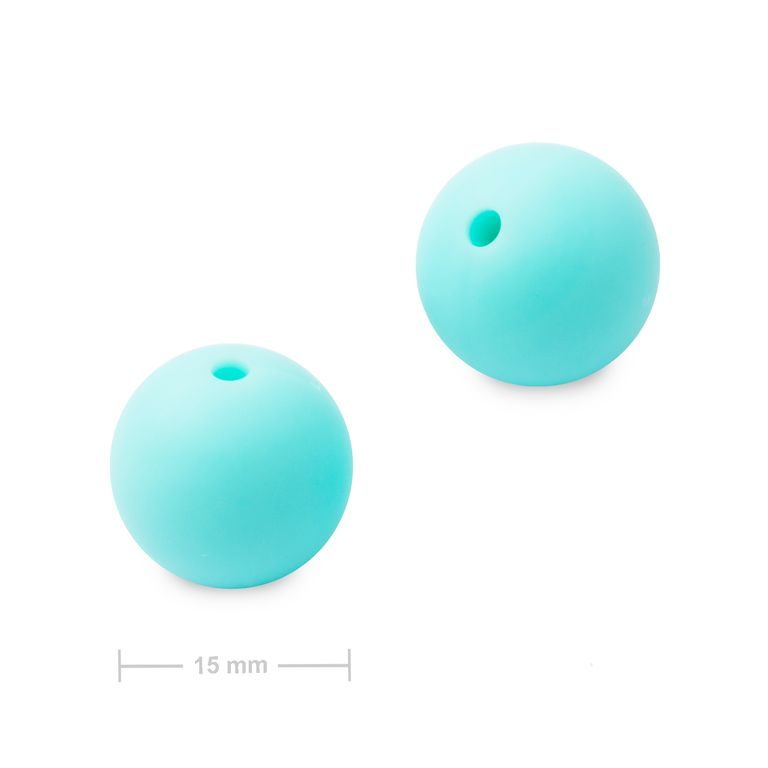 Silicone round beads 15mm Caribbean Blue