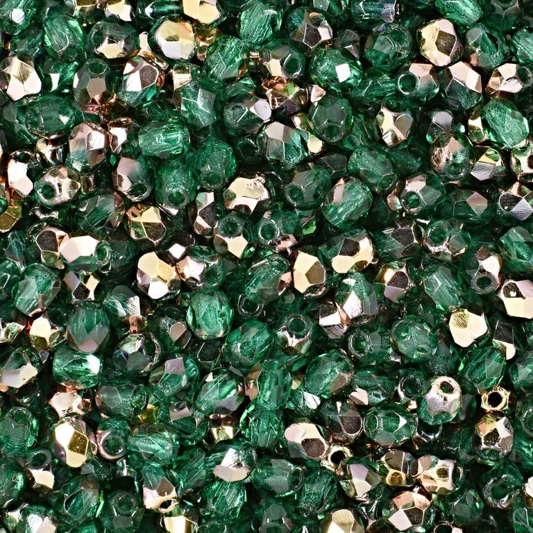 Glass fire polished beads 3mm Copper Emerald