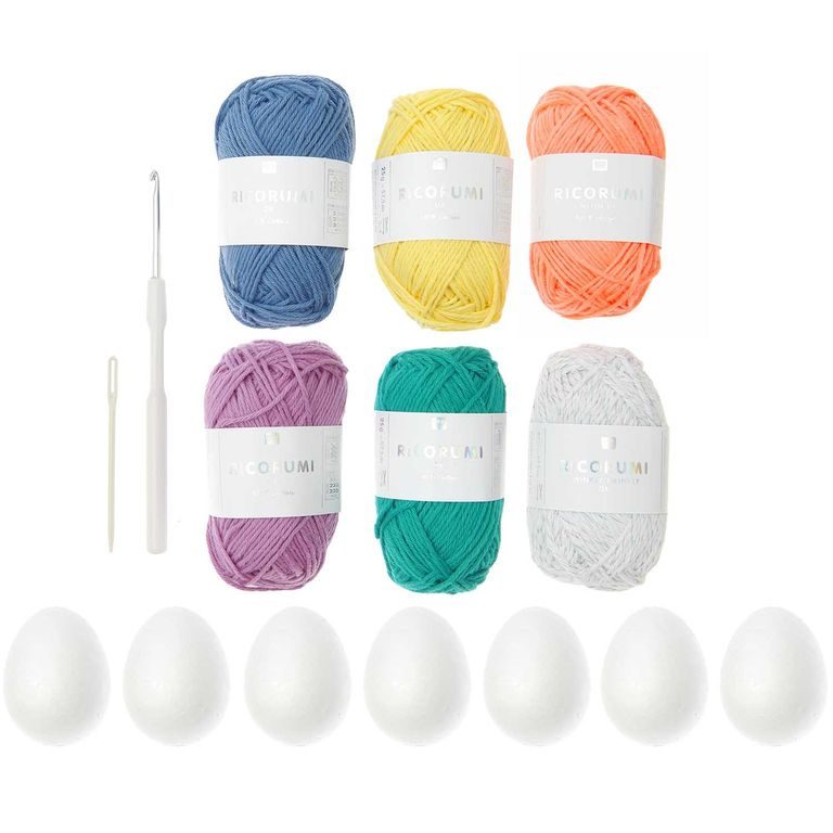 Crocheting kit Easter eggs basic colours