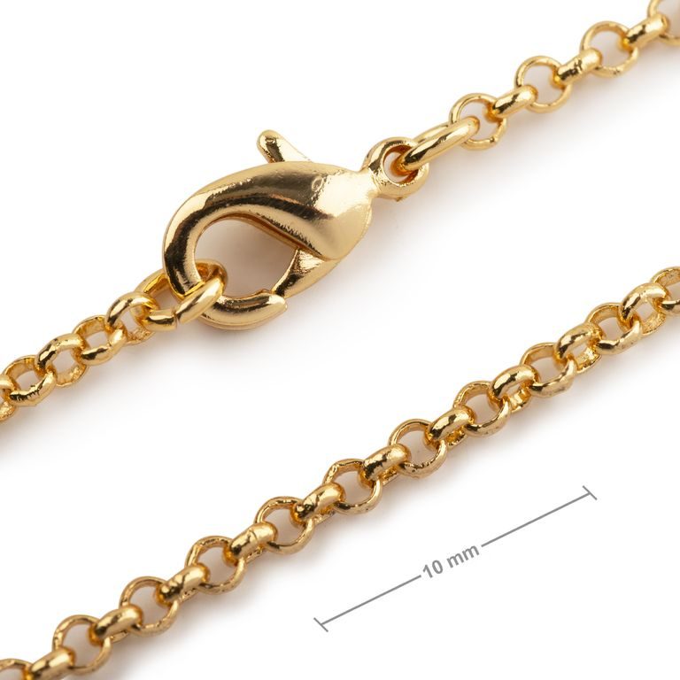Jewellery rolo chain with 2mm link with a clasp in the colour of gold 45cm