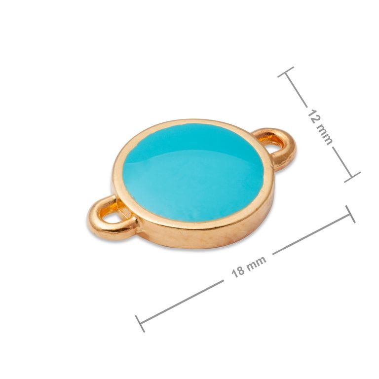 Manumi connector turquoise circle 18x12mm gold-plated