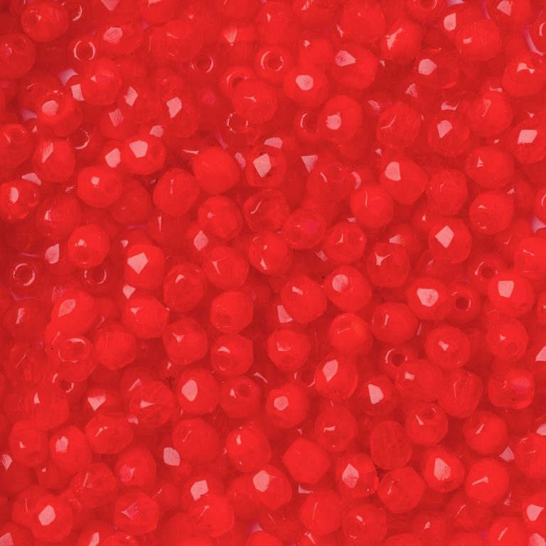 Broušené korálky  3mm červené
