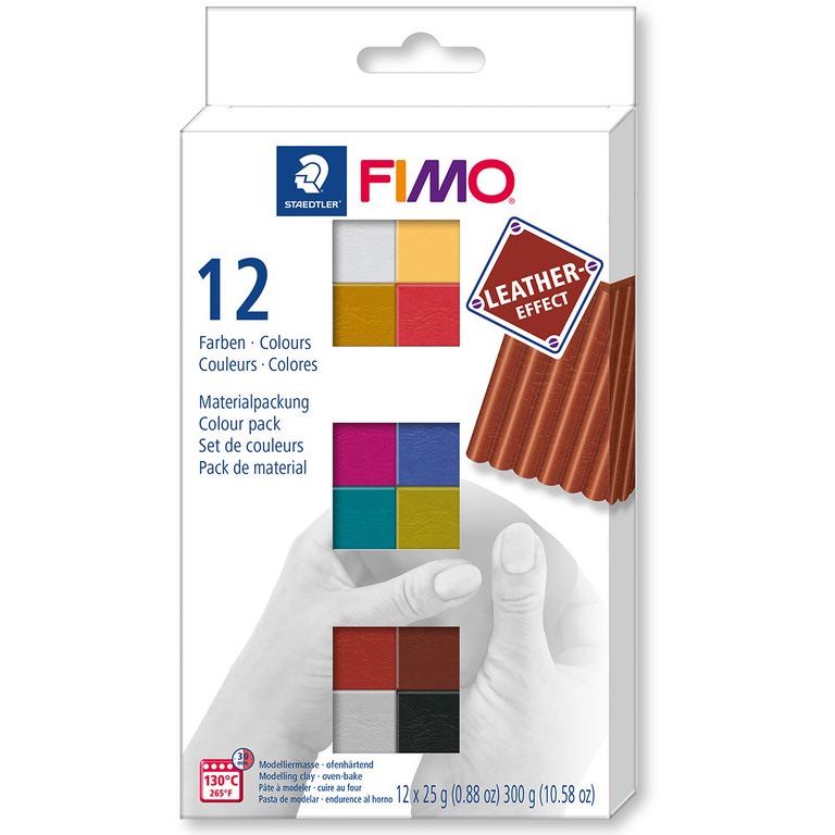 FIMO Leather Effect set of 12 colours 25g