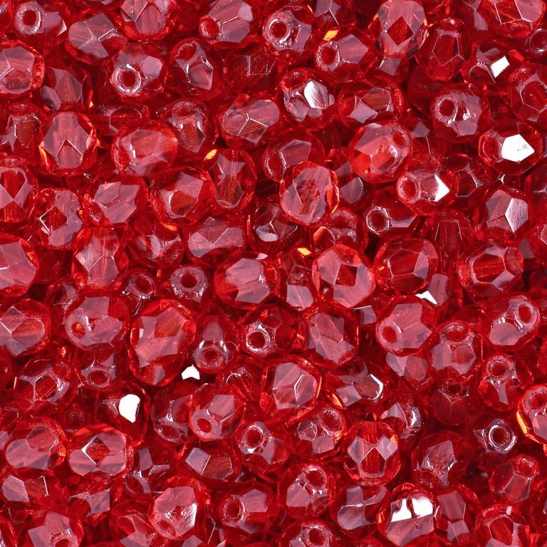 Glass fire polished beads 4mm Siam Ruby