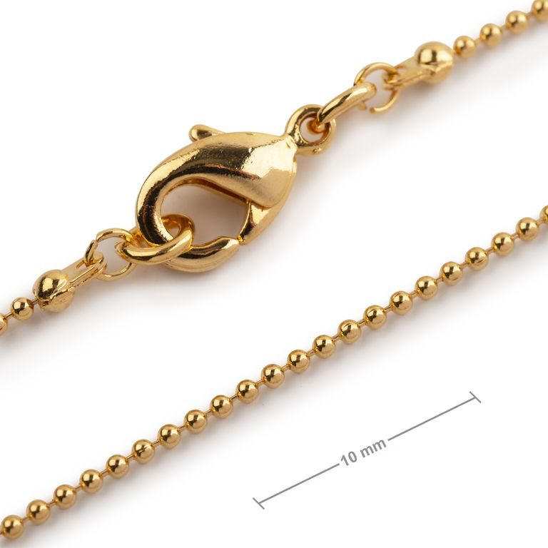 Jewellery ball chain with a clasp in the colour of gold 50cm