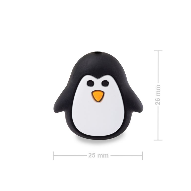 Silikonový korálek tučňák Black