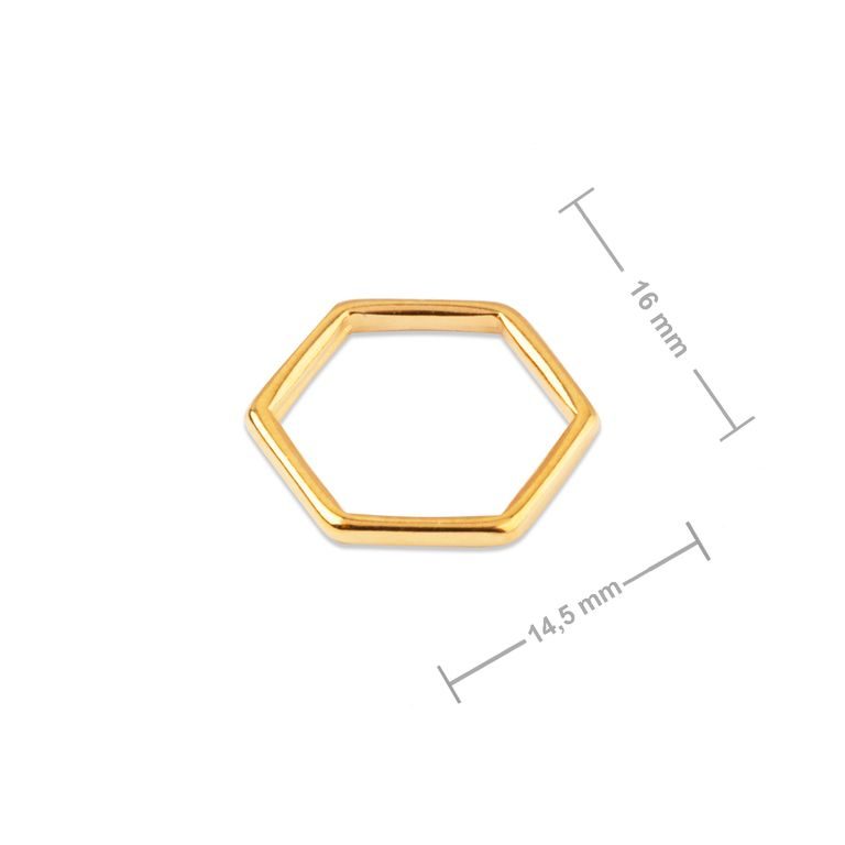 Manumi spojovací díl hexagon 16x14,5mm pozlacený