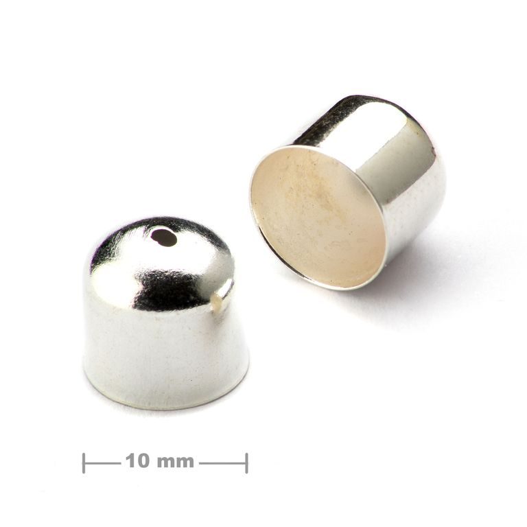 Plain bead cap 10mm silver