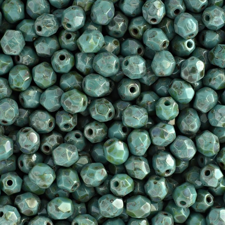Glass fire polished beads 4mm Persian Turquoise Picasso