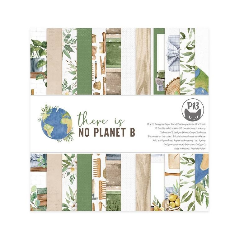 Set of double-sided papers for scrapbook 30x30cm 12 sheets P13 There is no planet B