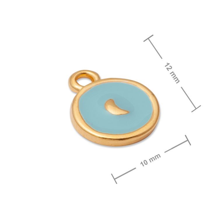 Manumi pendant half-moon with blue enamel 12x10mm gold-plated