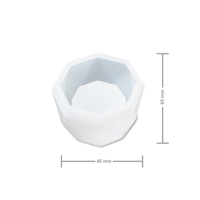 Silicone mold for casting crystal resin octagon flower pot 69x45mm