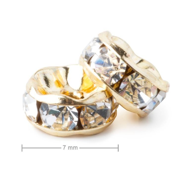Rhinestone rondelle 7mm gold Crystal