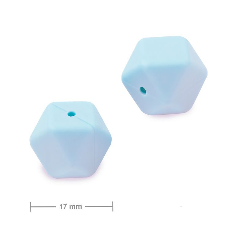Silikonové korálky hexagon 17mm Pastel Blue