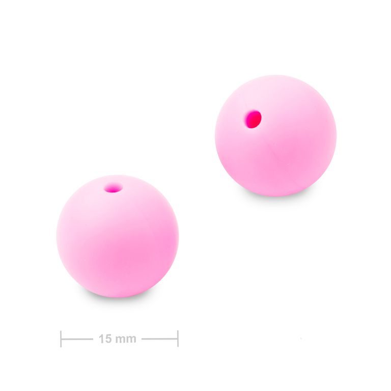 Silicone round beads 15mm Candy Pink